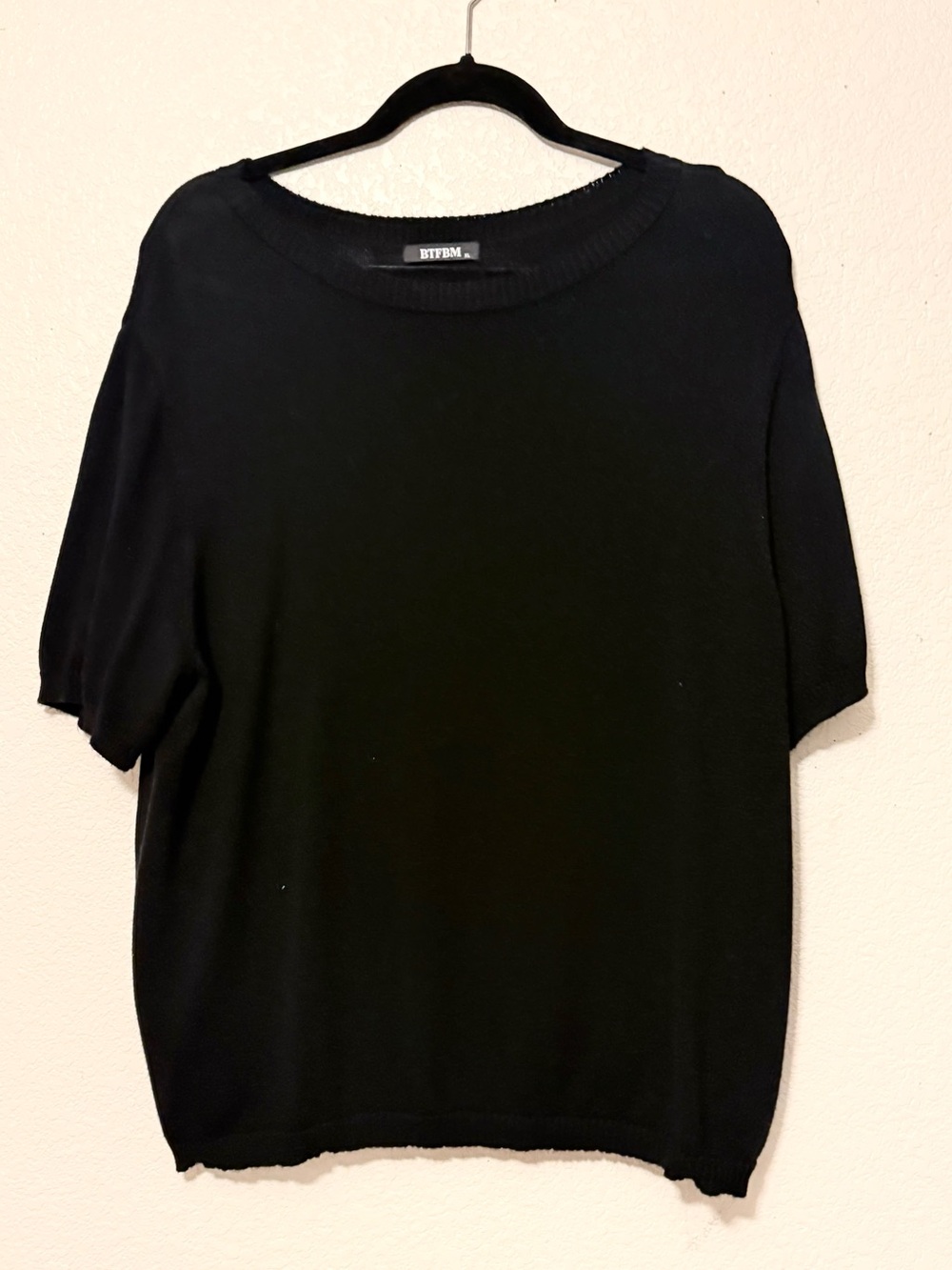 BTFBM women’s Black Short Sleeve Knit Top 0012
